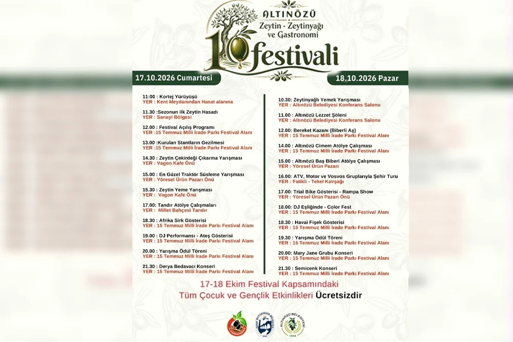 ALTINÖZÜ ZEYTİN VE ZEYTİNYAĞI FESTİVALİ İÇİN GERİ SAYIM BAŞLADI